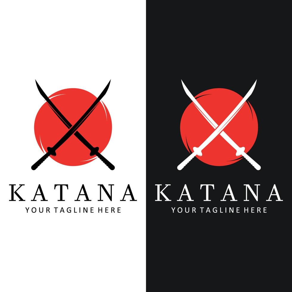 katana spada piatto logo modello vettore illustrazione.