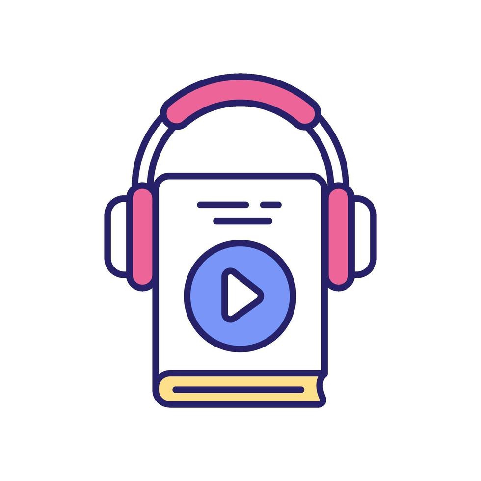 ascolto di audiolibri e podcast di motivazione icona a colori rgb vettore