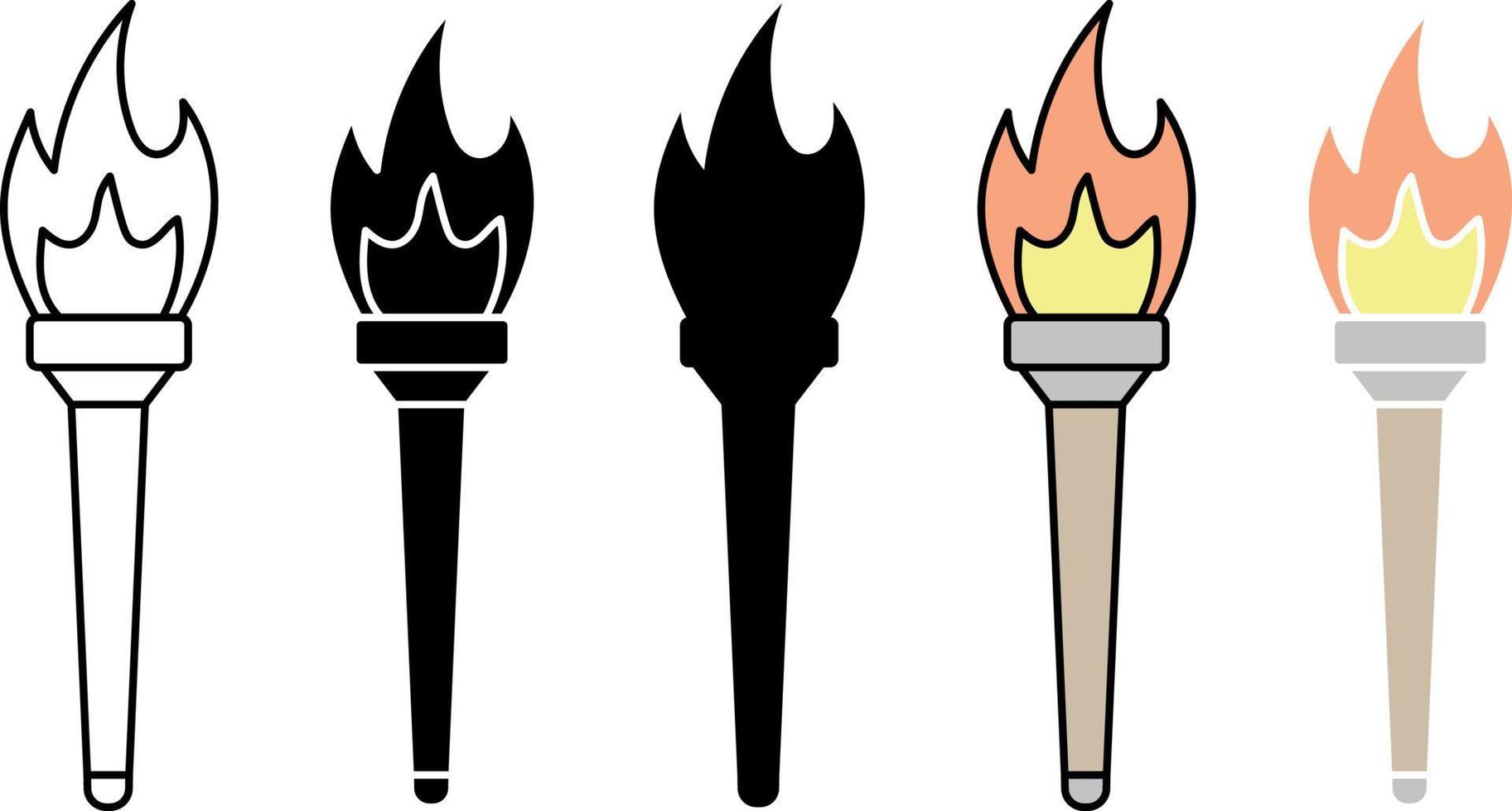 medievale torce con ardente fuoco. icona impostato minimalista stile. grafico vettori illustrazione