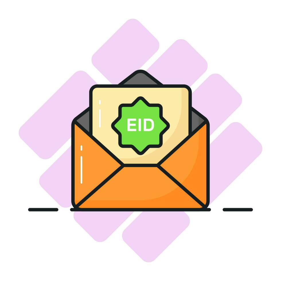 lettera dentro Busta mostrando concetto di eid saluti lettera nel moderno stile vettore