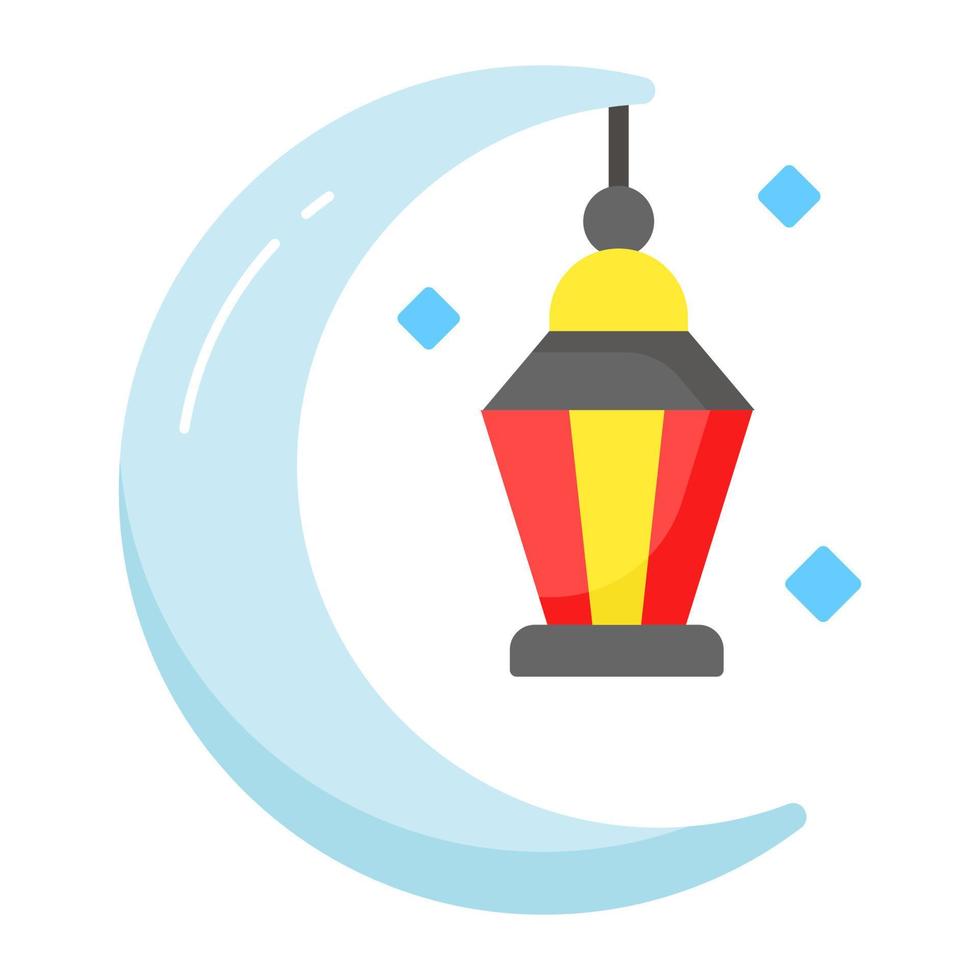 lanterna sospeso con Luna concetto di Ramadan decorazione icona vettore