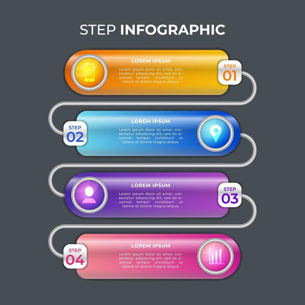 3d lucido business passo infografica vettore