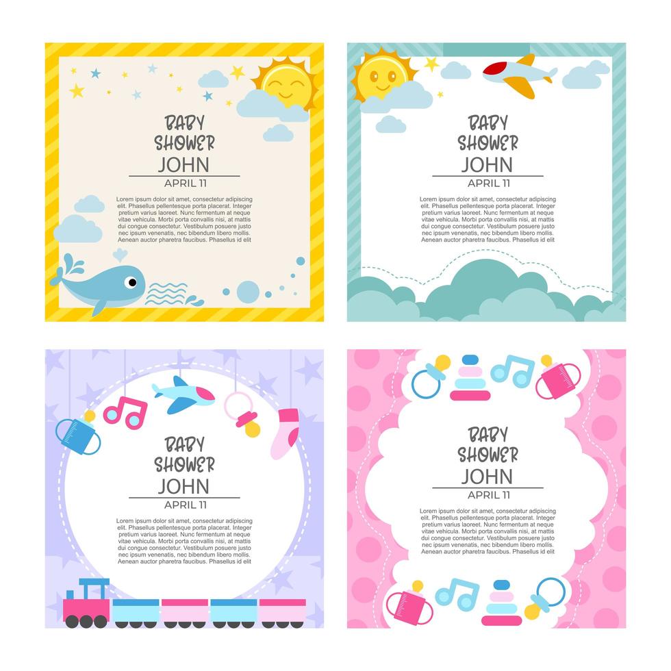 baby shower che celebra il modello di carta vettore