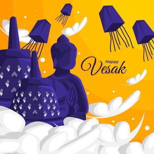 felice concetto di design vesak vettore