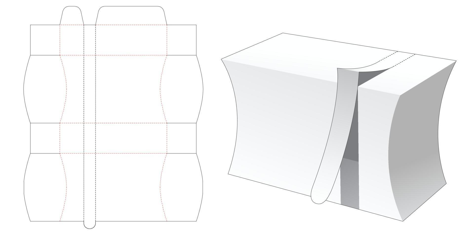 modello fustellato della scatola laterale curva con cerniera vettore