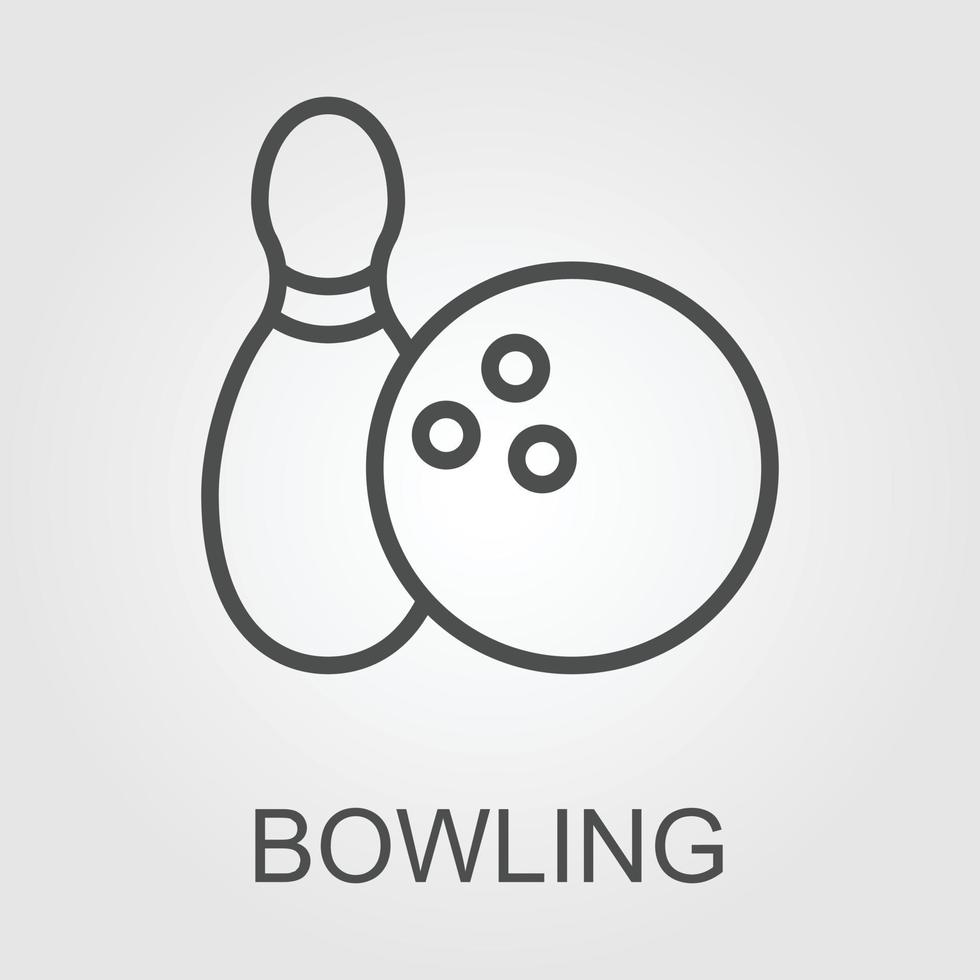 bowling palla e perno icona. bowling perni con palla icona. bowling gioco. semplice icona birilli con sfera. logo modello. bowling club, tornei. sport icona. vettore