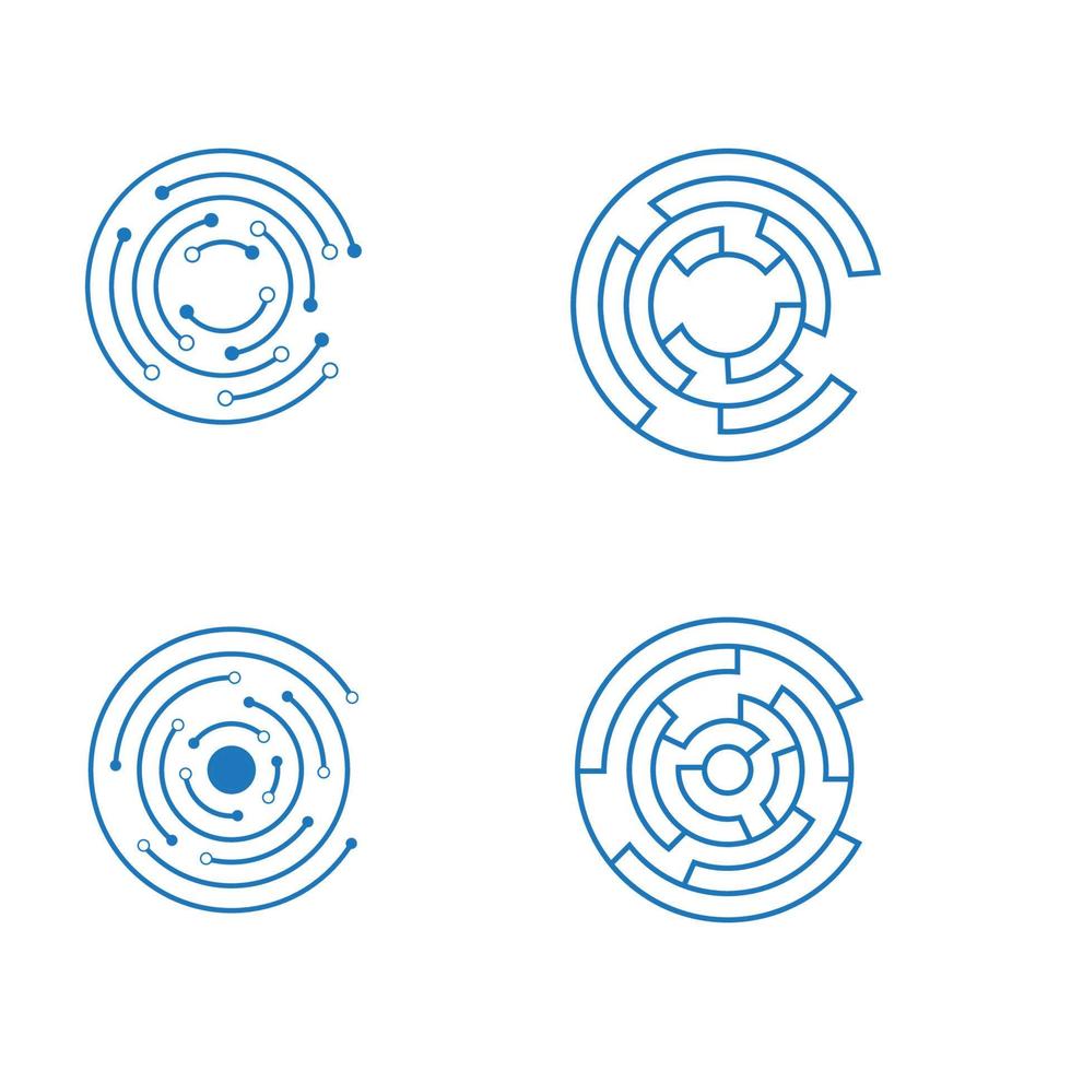 disegno dell'icona di cerchio techno vettoriale