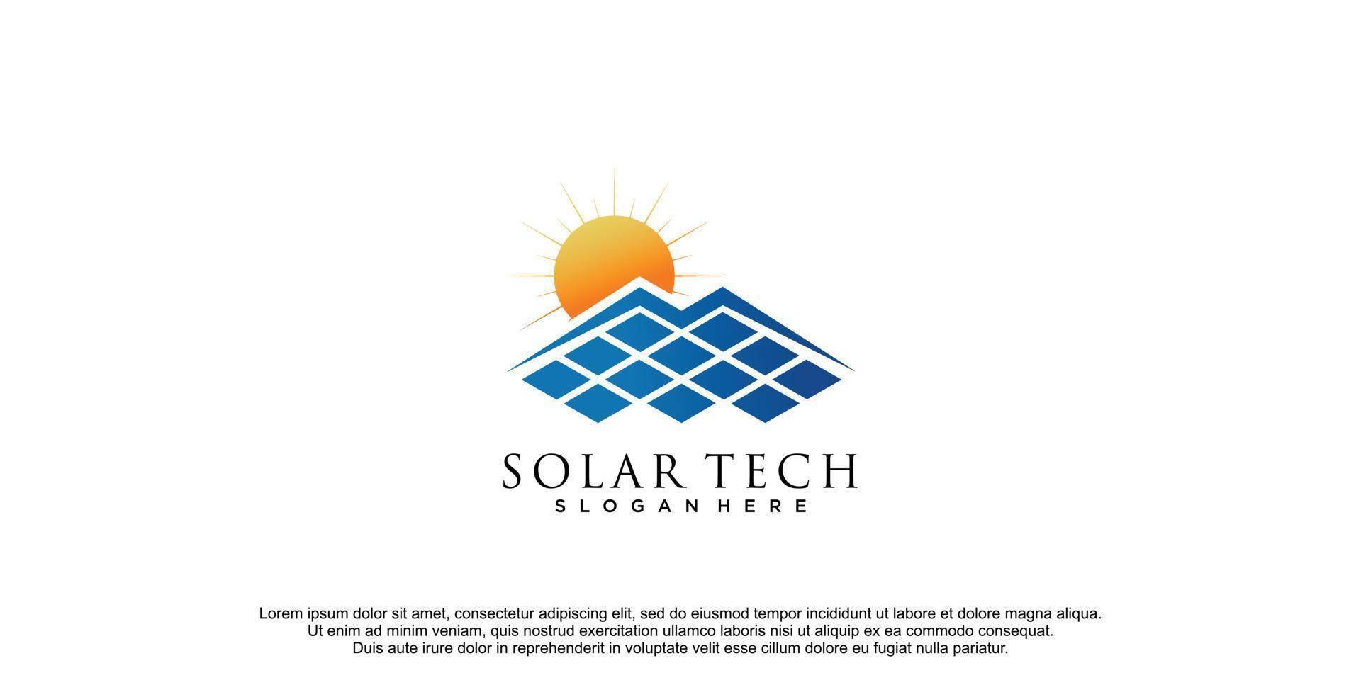 modello di logo di tecnologia solare con vettore premium di concetto creativo