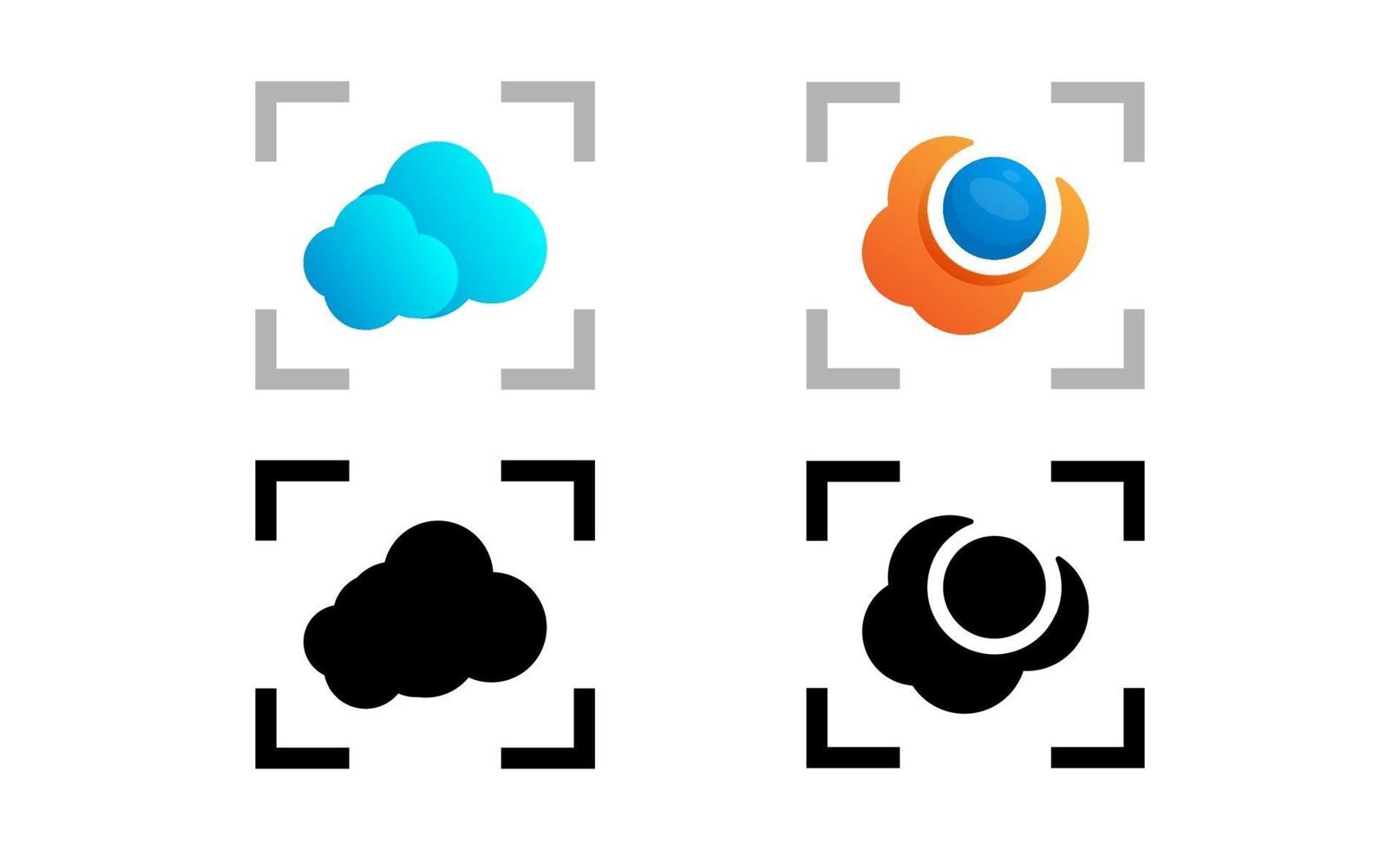 illustrazione di vettore del modello di logo creativo della tecnologia della macchina fotografica della nuvola