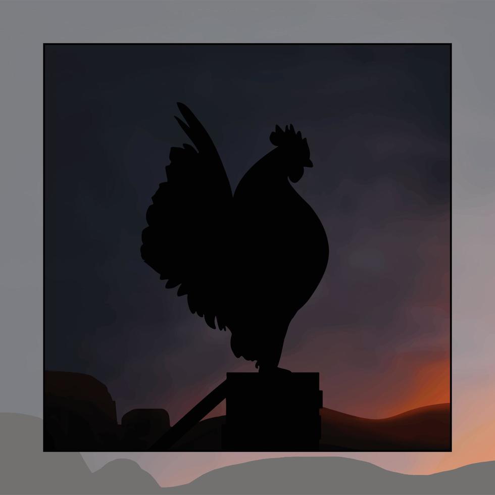 illustrazione di un' Gallo con il sole crescente dietro a lui. vettore illustrazione di un' Gallo