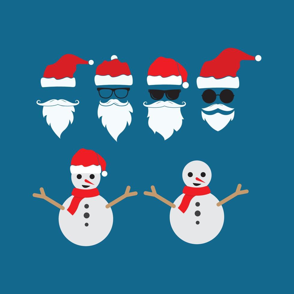 Santa Claus cappello e pupazzo di neve vettore icona illustrazione design
