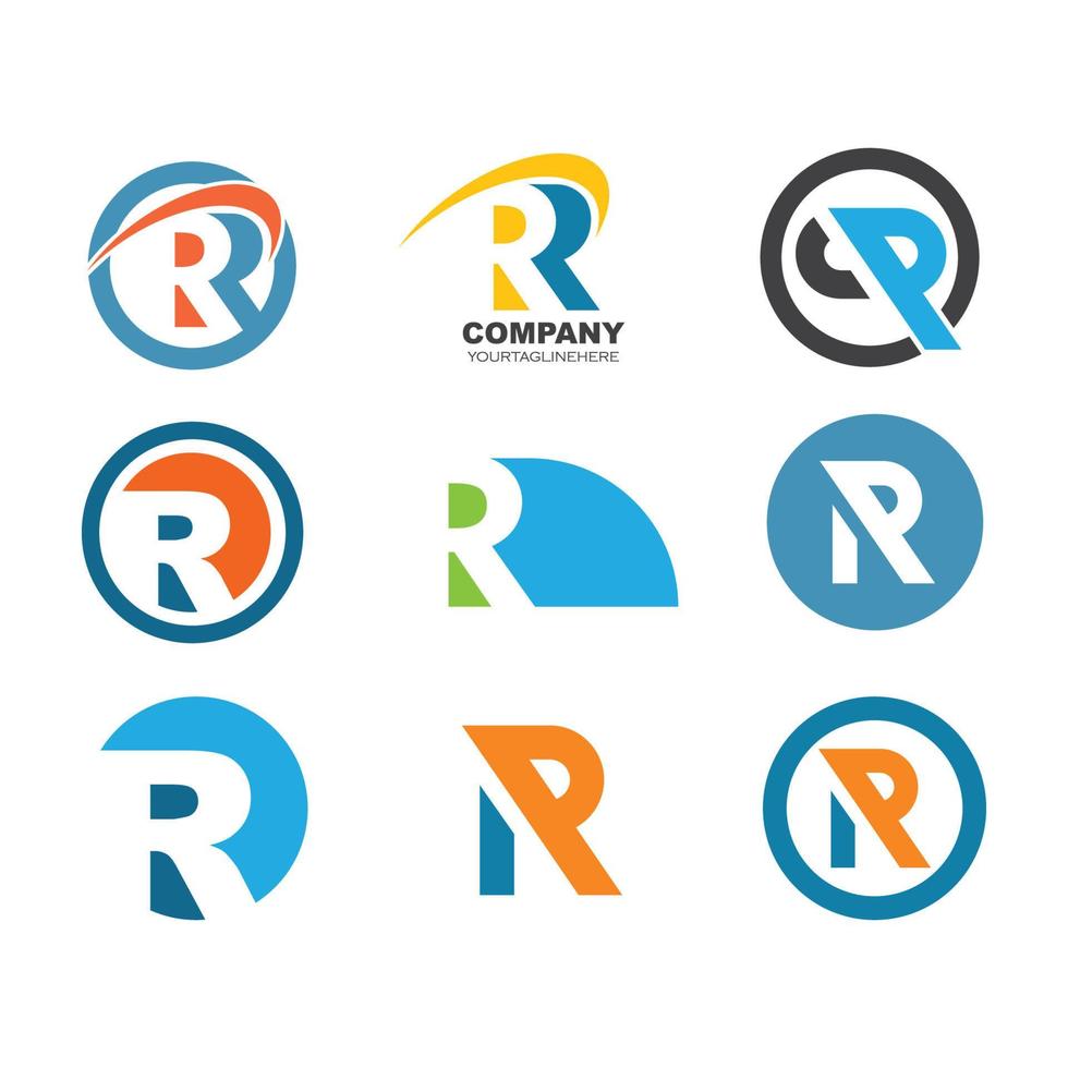 r lettera logo attività commerciale vettore