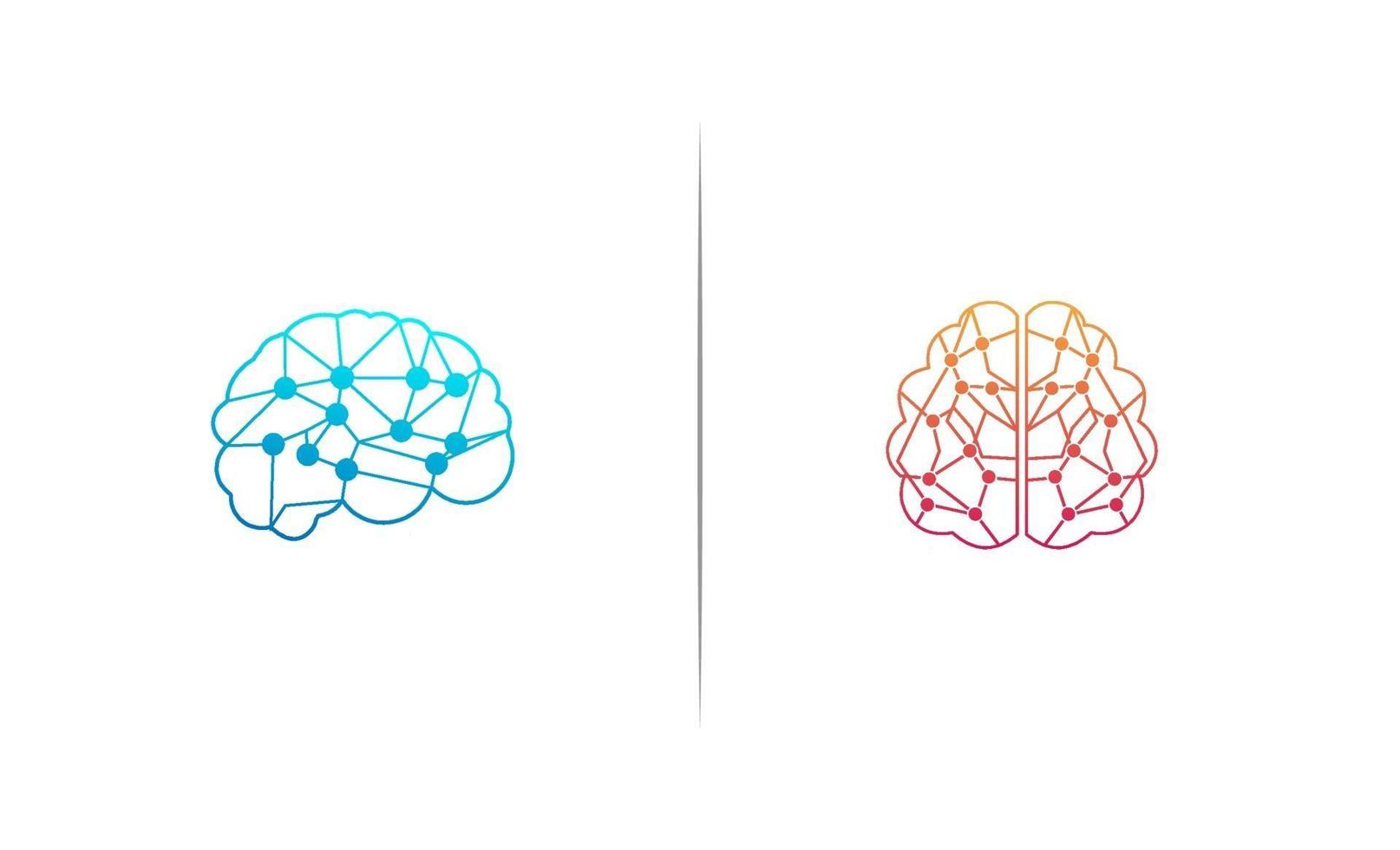 Brain line technology logo design vector ispirazione