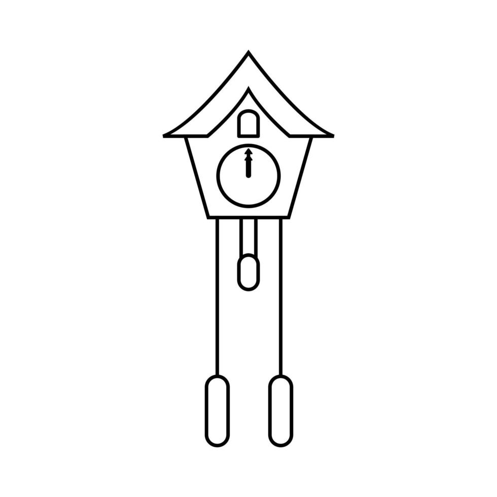 cuculo orologio nel schema stile. mostrando dodici o' orologio. isolato su bianca sfondo. vettore illustrazione.