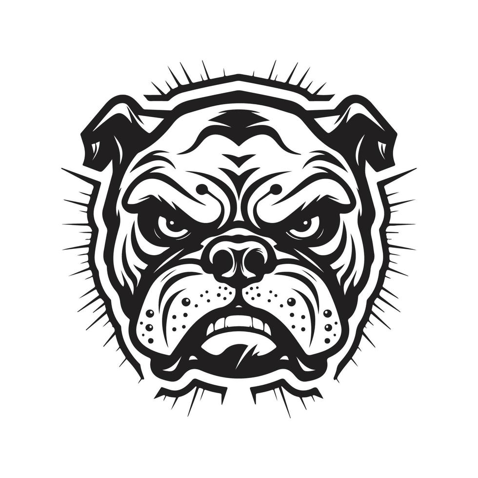 arrabbiato bulldog, logo concetto nero e bianca colore, mano disegnato illustrazione vettore