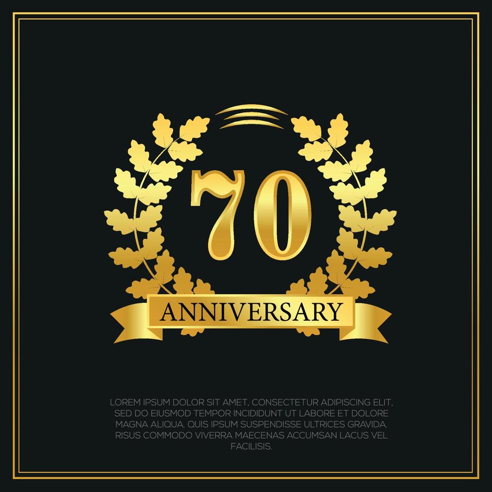 70 anno anniversario celebrazione logo oro colore design su nero sfondo astratto illustrazione vettore