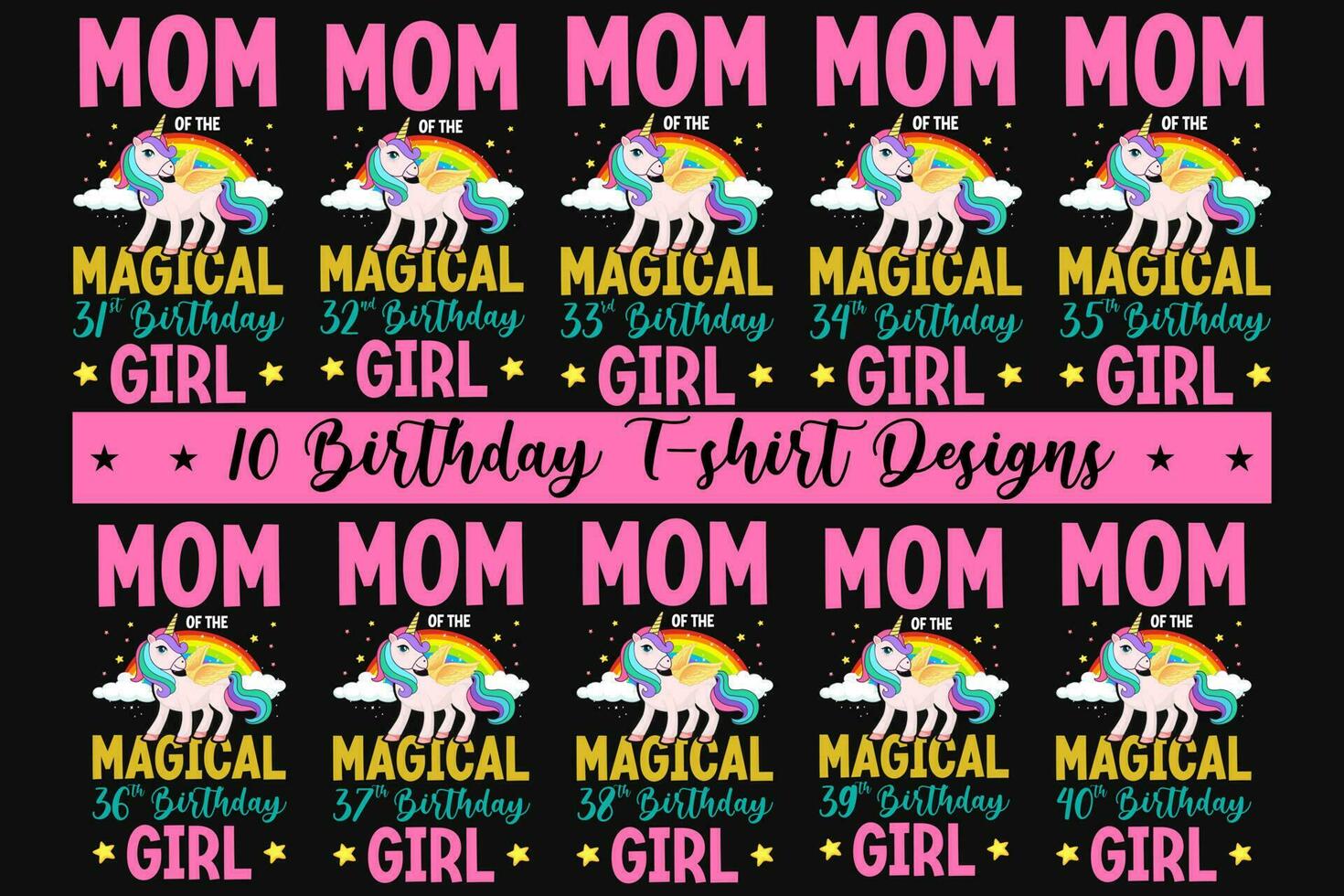 mamma di il magico compleanno ragazza unicorno grafica maglietta design vettore