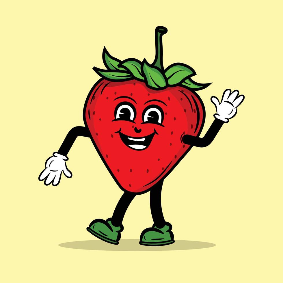 danza fragola personaggio cartone animato vettore illustrazione