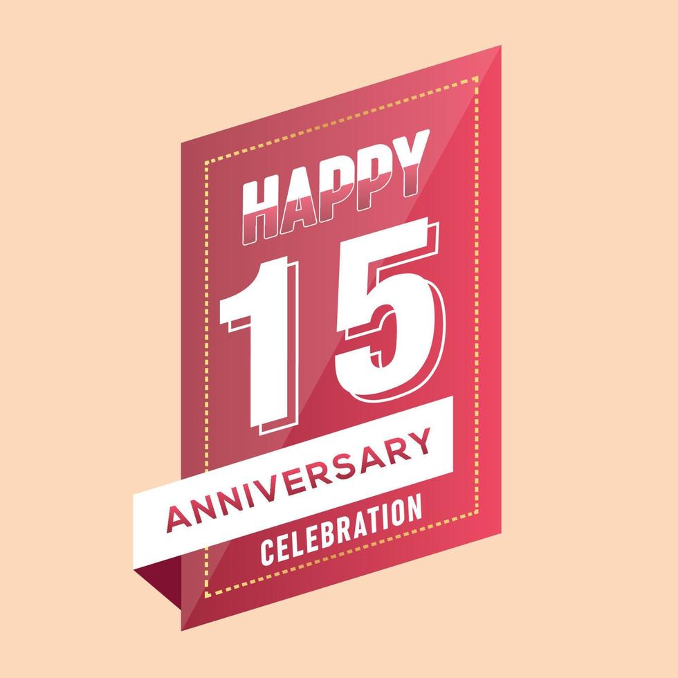 15 anniversario celebrazione vettore rosa 3d design su Marrone sfondo astratto illustrazione