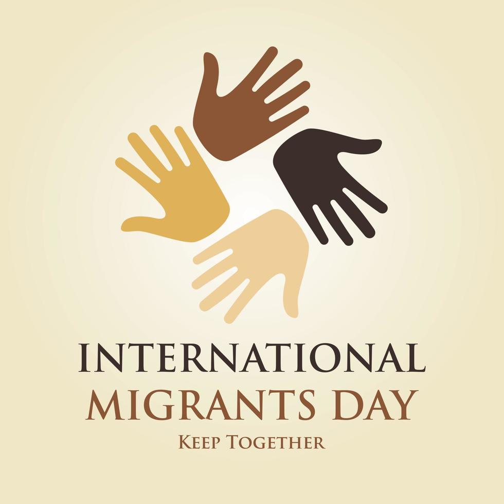 silhouette di illustrazione internazionale migranti giorno per volantino, bandiera o manifesto vettore