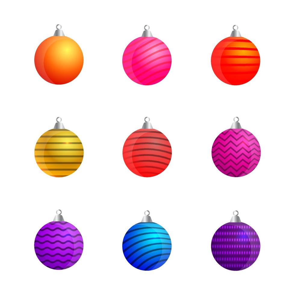 set di elementi colorati palline di natale vettore