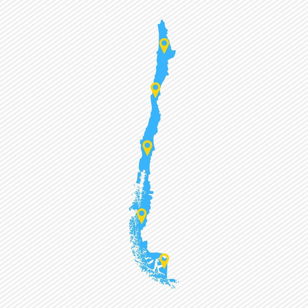 Cile semplice mappa con le icone della mappa vettore