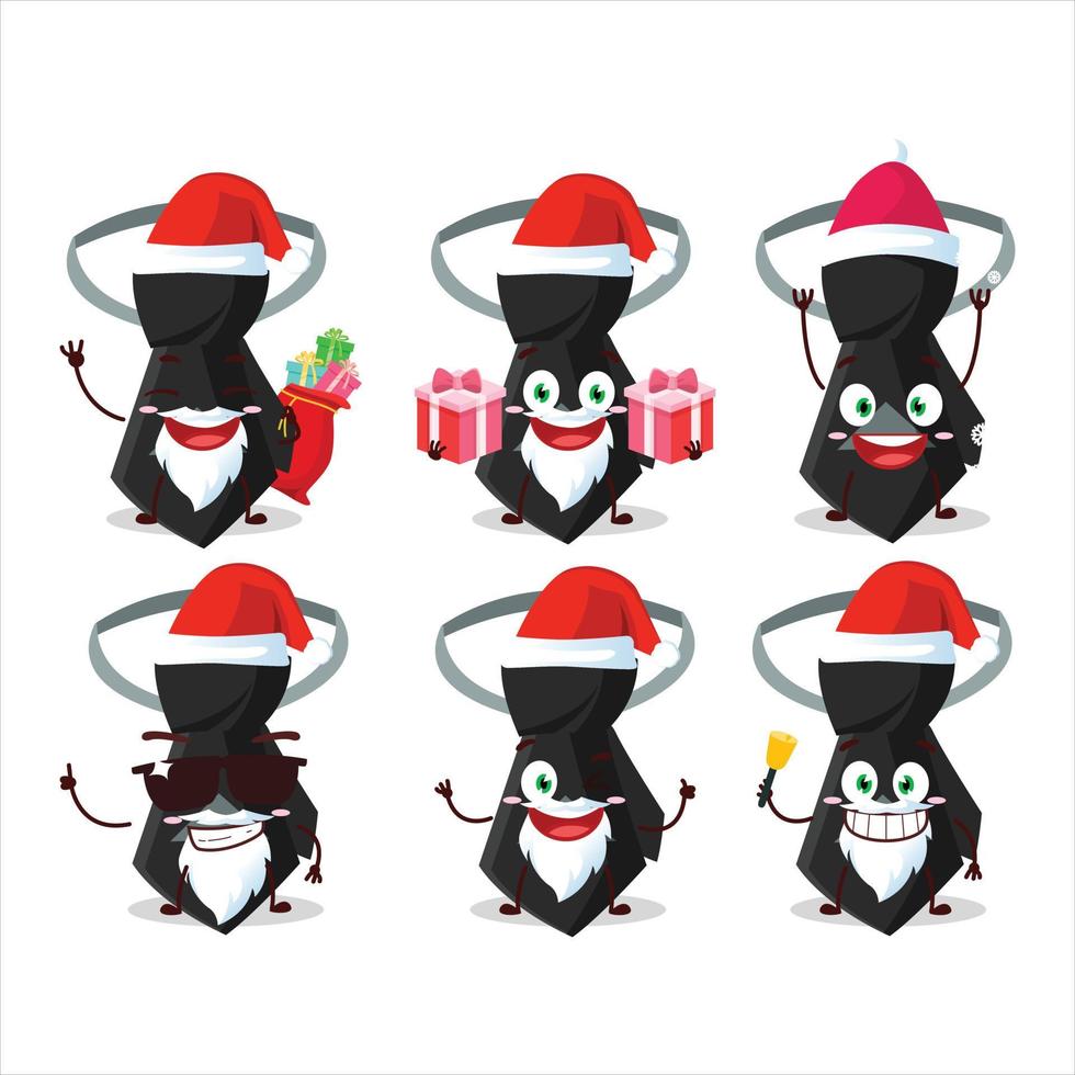 Santa Claus emoticon con nero cravatta cartone animato personaggio vettore