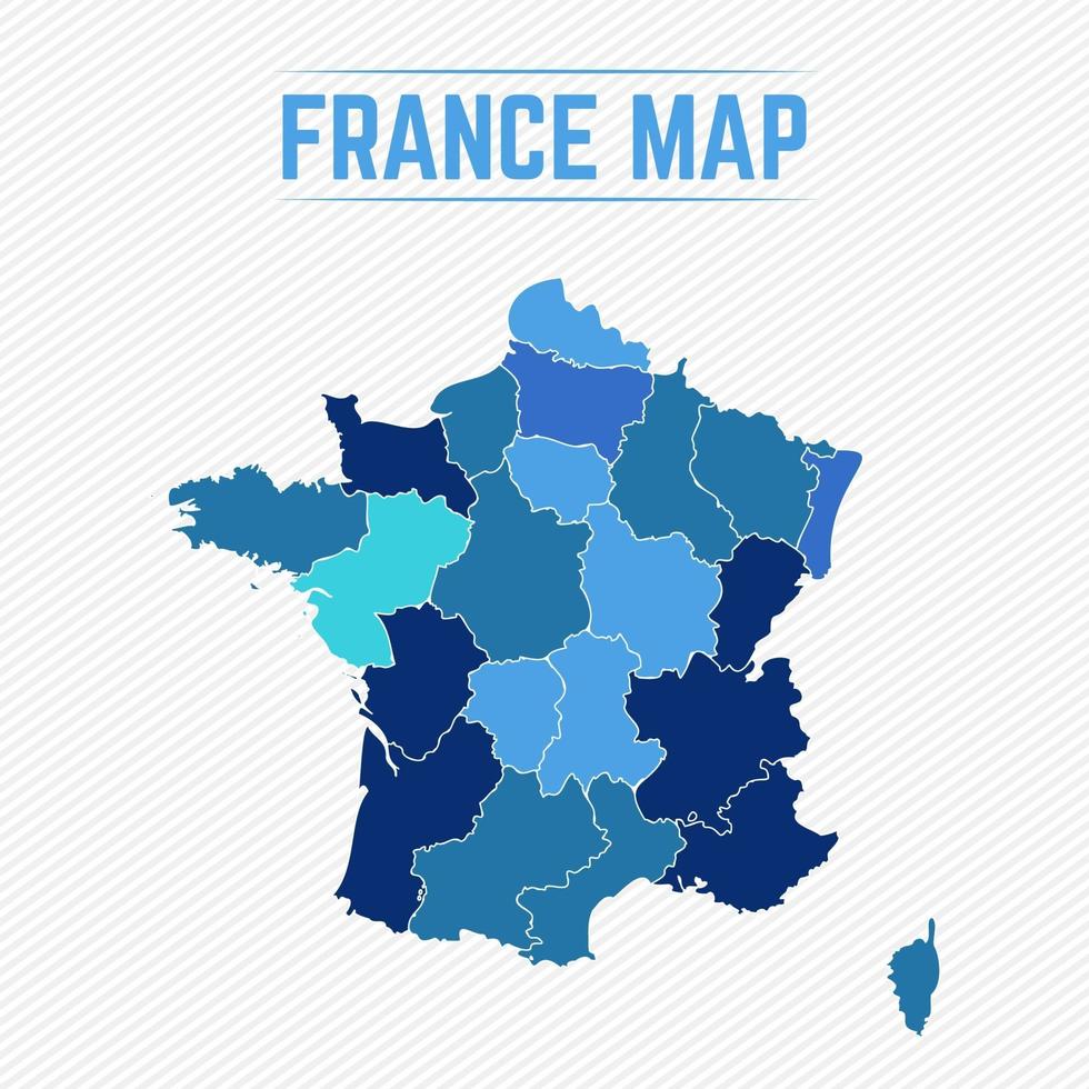 mappa dettagliata della francia con gli stati vettore