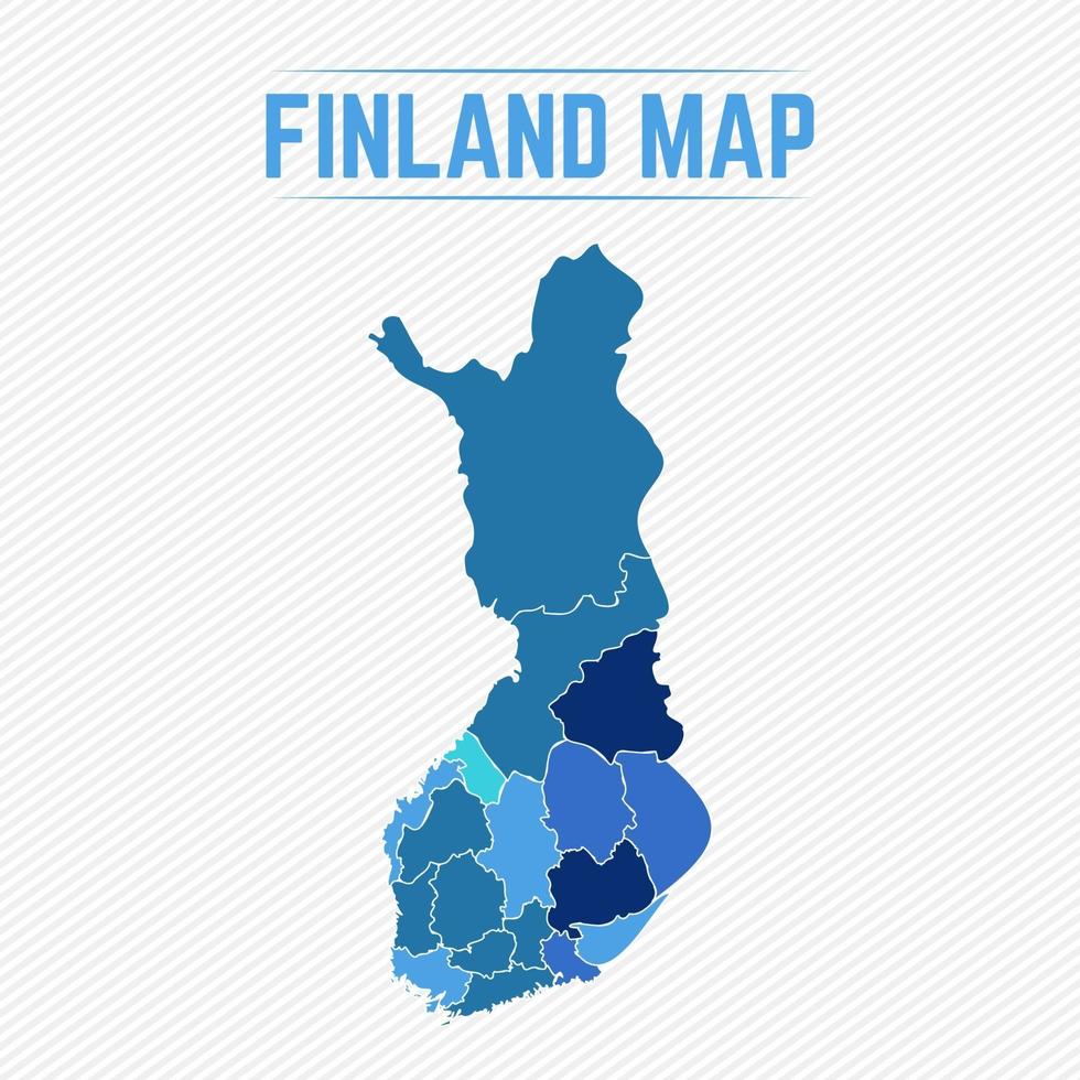 Mappa dettagliata della Finlandia con gli stati vettore