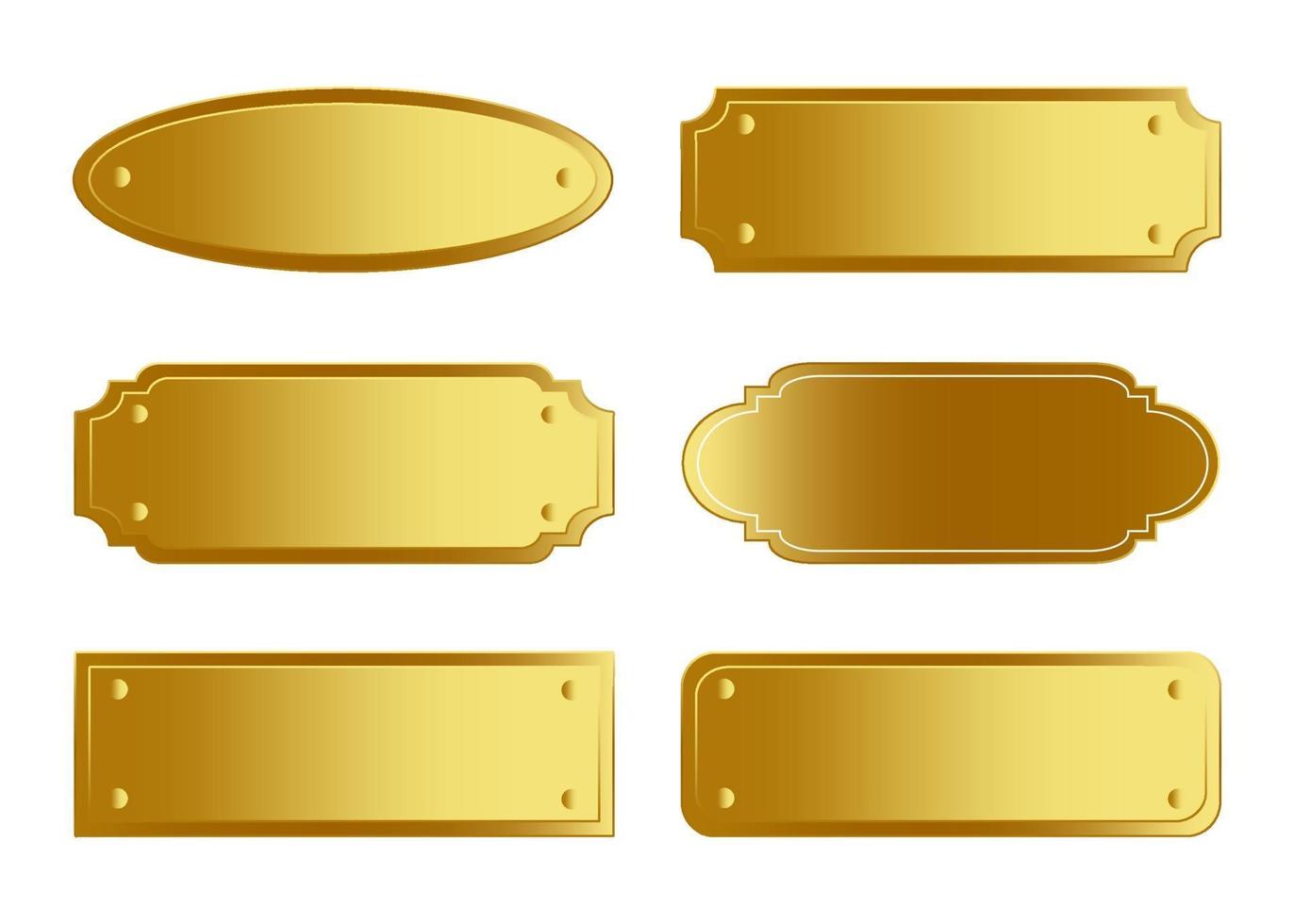 collezione di targhe d'oro vettore