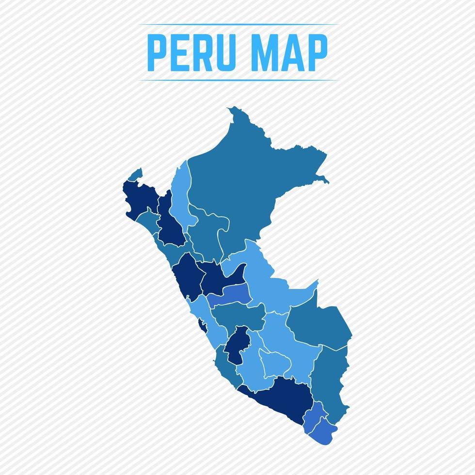 Mappa dettagliata del Perù con gli stati vettore