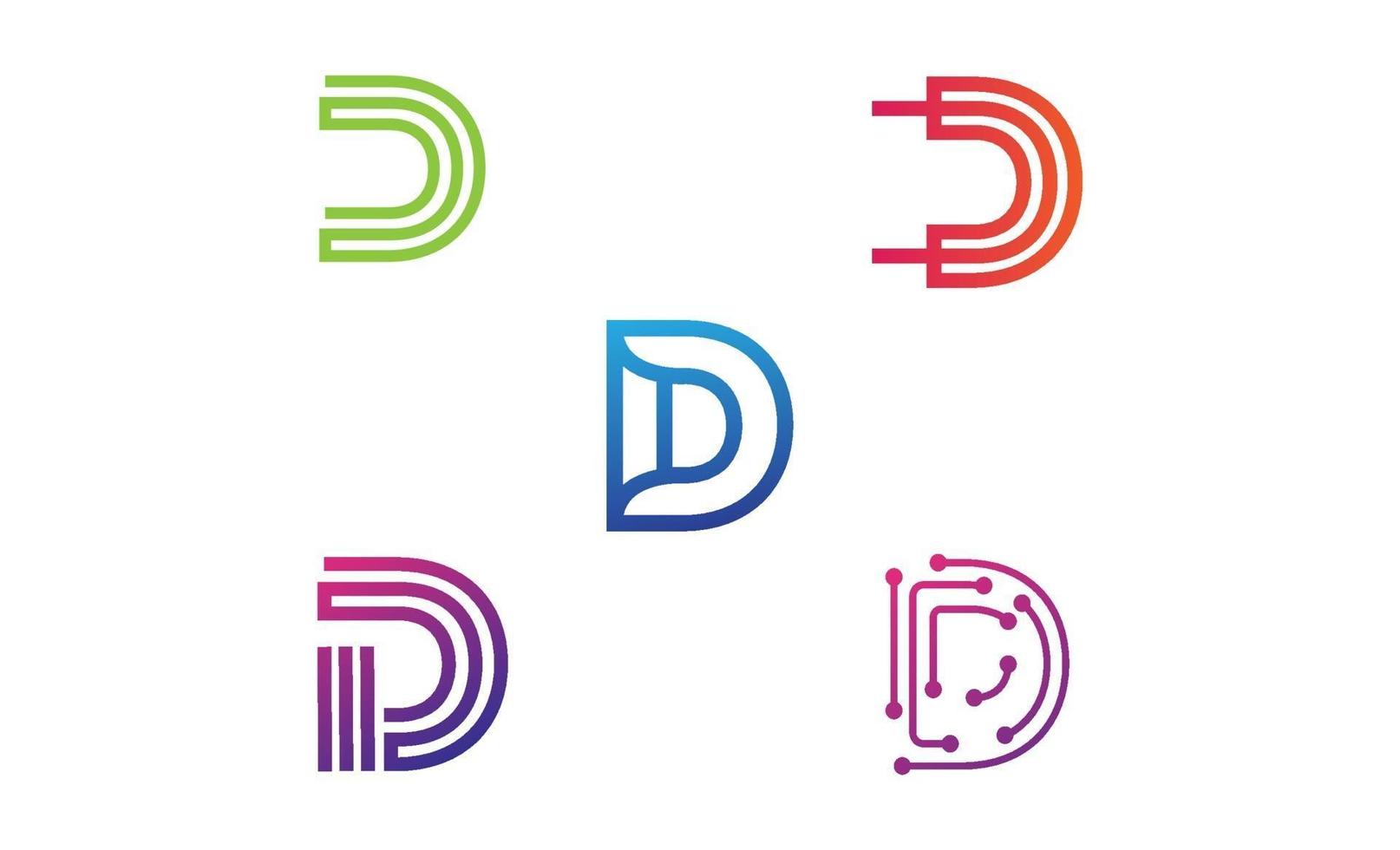 iniziale d monogramma logo set design template vector