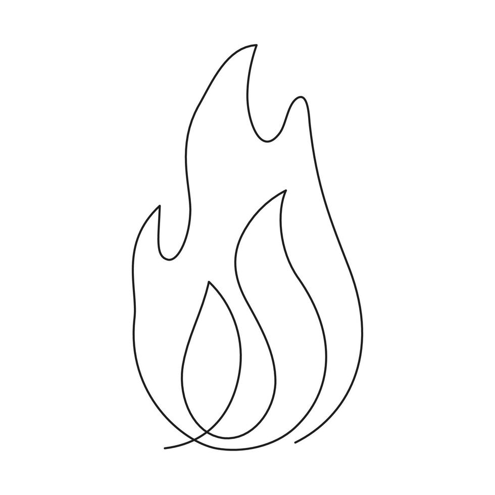 fuoco continuo singolo arte linea disegno. fiamma forma, falò, gas icona. vettore illustrazione