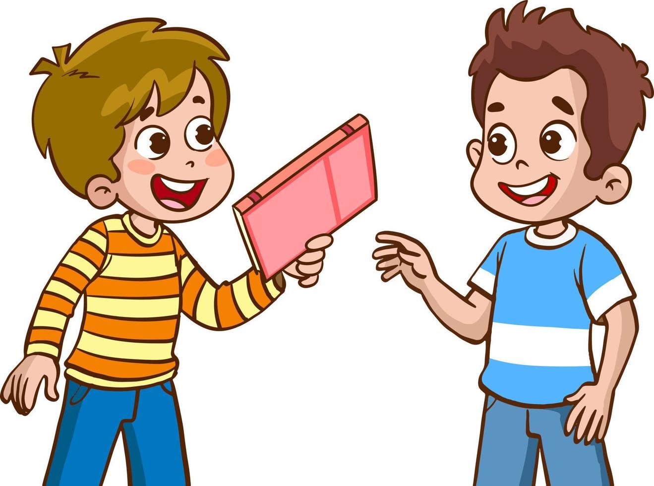 bambini dando libro per amico vettore illustrazione