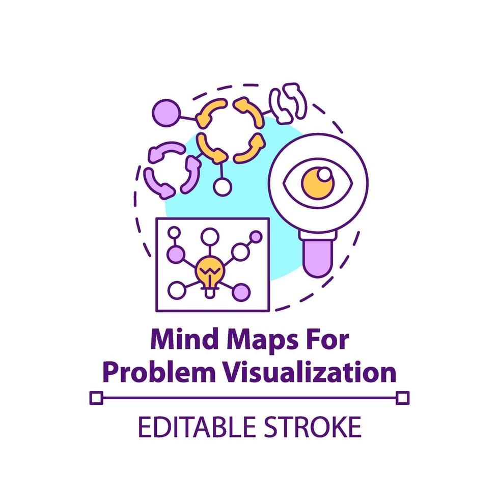 mappe mentali per l'icona del concetto di visualizzazione del problema vettore