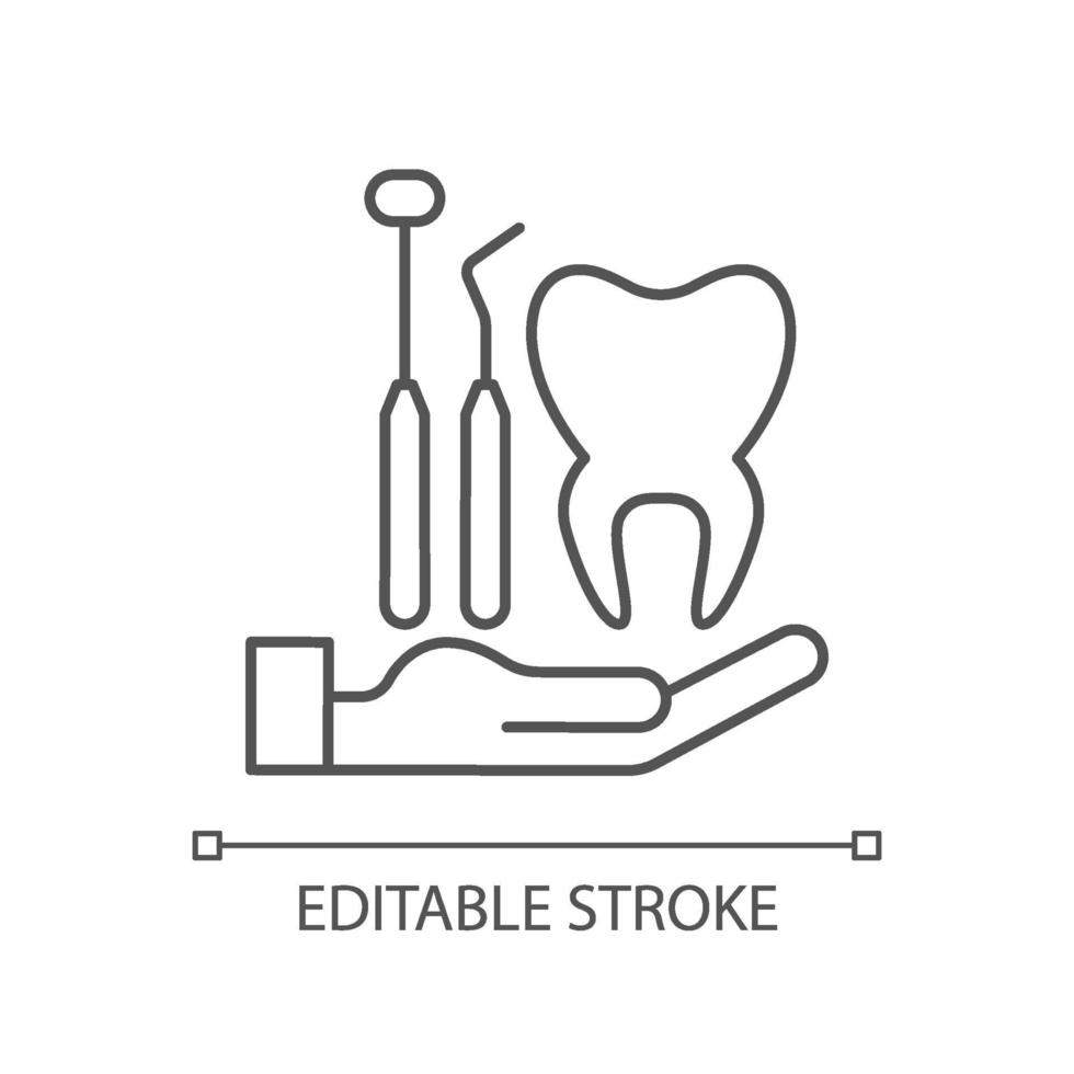 icona lineare di assicurazione dentale vettore