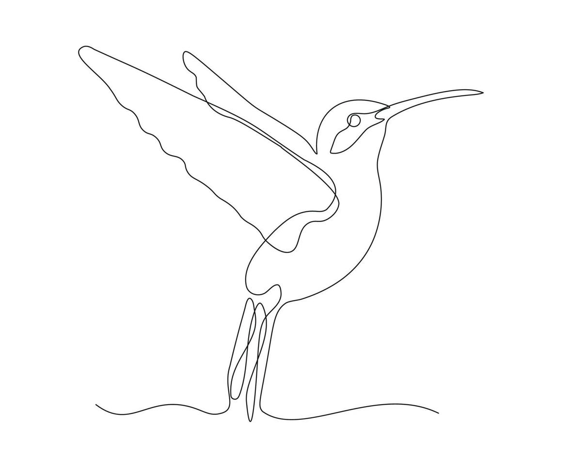 astratto colibrì continuo uno linea disegno, logo vettore