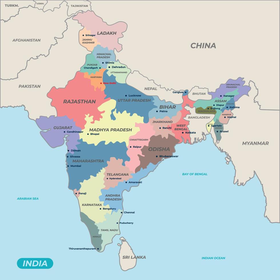 nazione carta geografica India sfondo illustrazione vettore