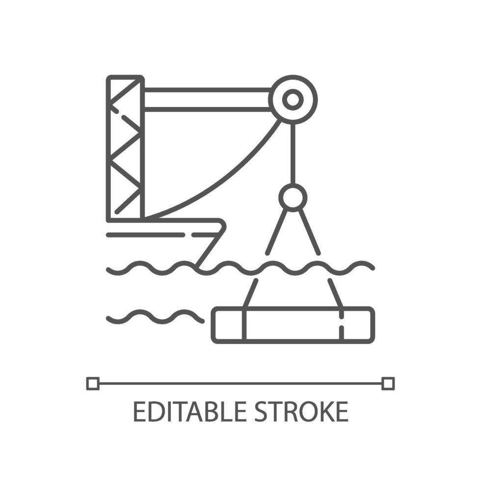icona lineare di costruzione subacquea vettore