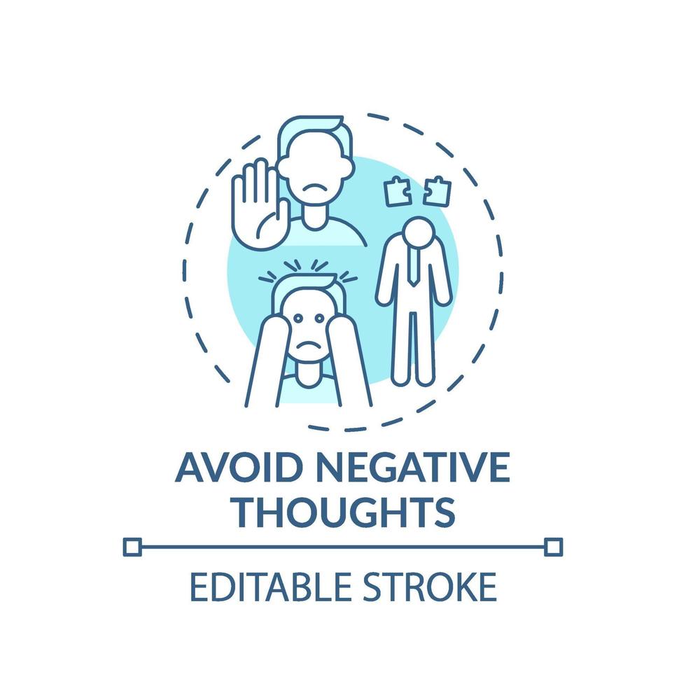 evitare il pensiero negativo icona del concetto turchese vettore