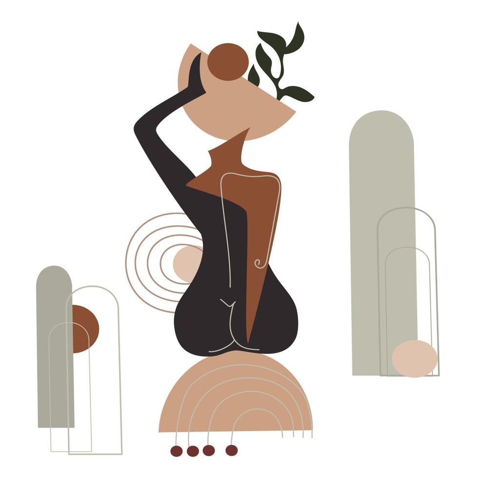 astratto arte femmina figura con geometrico forme. contemporaneo astratto donna corpo femminile geometrico composizione.bellezza,femminilità concetto, stampa per parete arte arredamento, emblema, logo modello vettore grafico