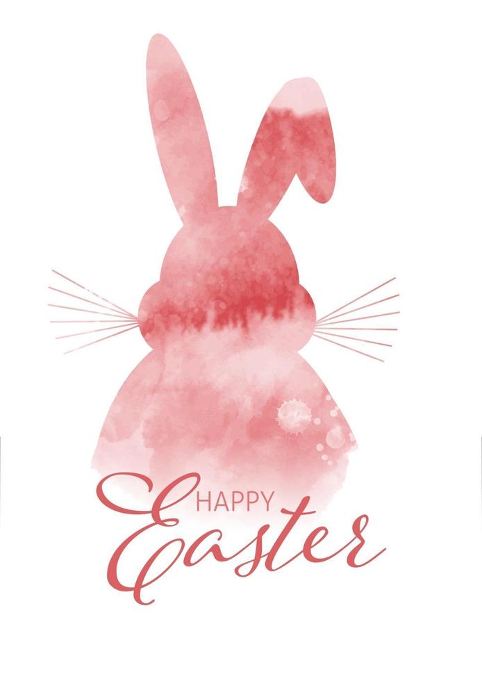 sfondo di Pasqua con disegno del coniglietto di pasqua dell'acquerello vettore