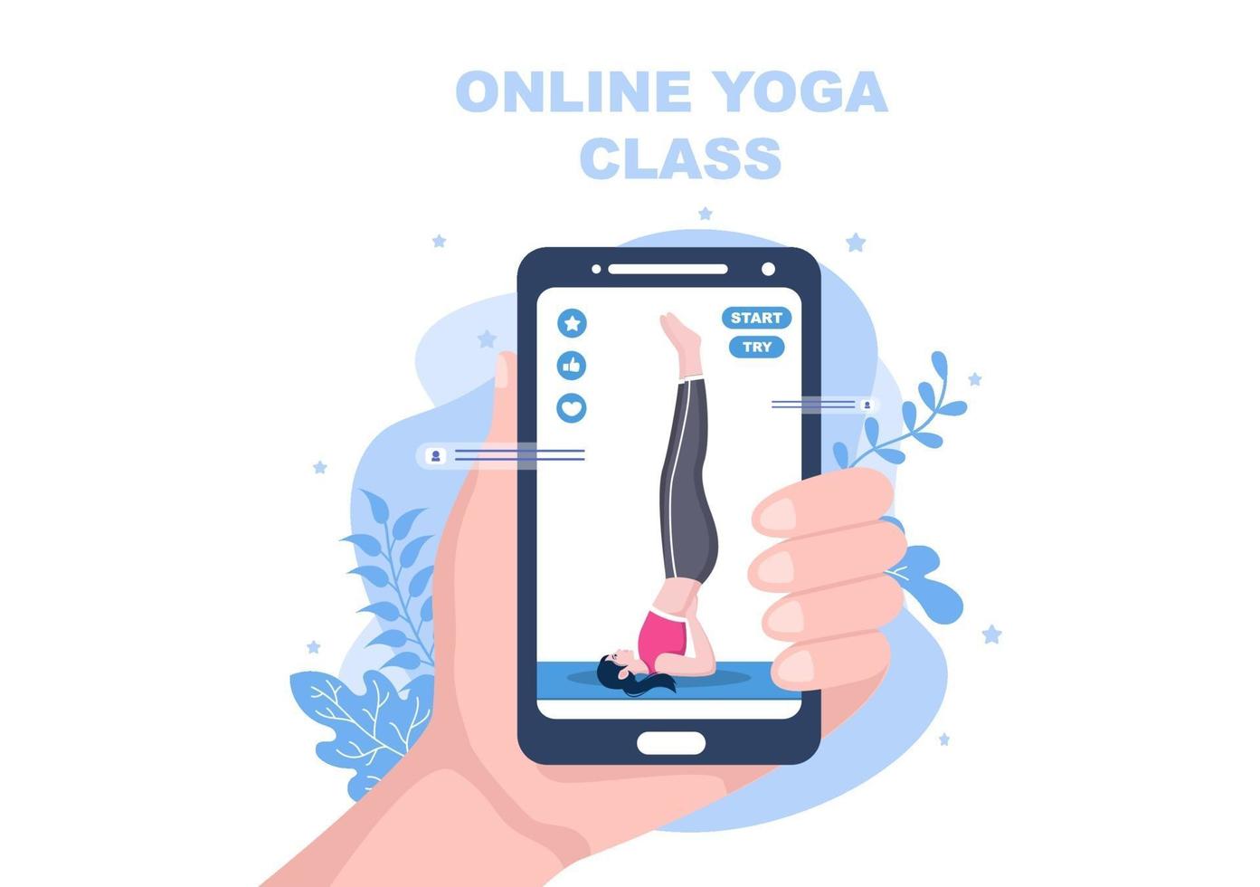 lezioni online, concetto di lezioni di yoga e meditazione vettore