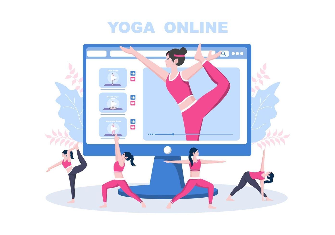 lezioni online, concetto di lezioni di yoga e meditazione vettore