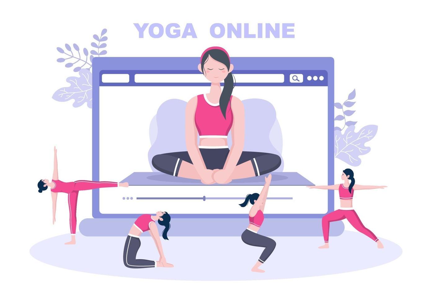 lezioni online, concetto di lezioni di yoga e meditazione vettore