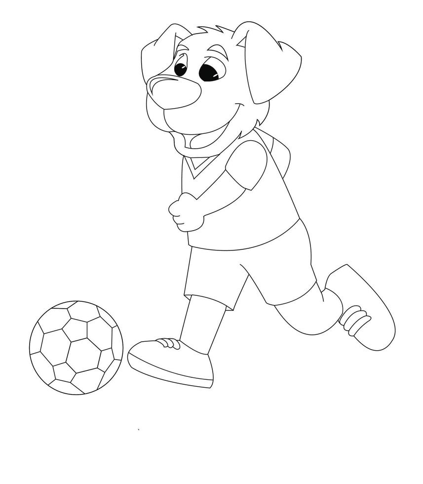 divertente cane giocando calcio, vettore illustrazione, per bambini e adulto