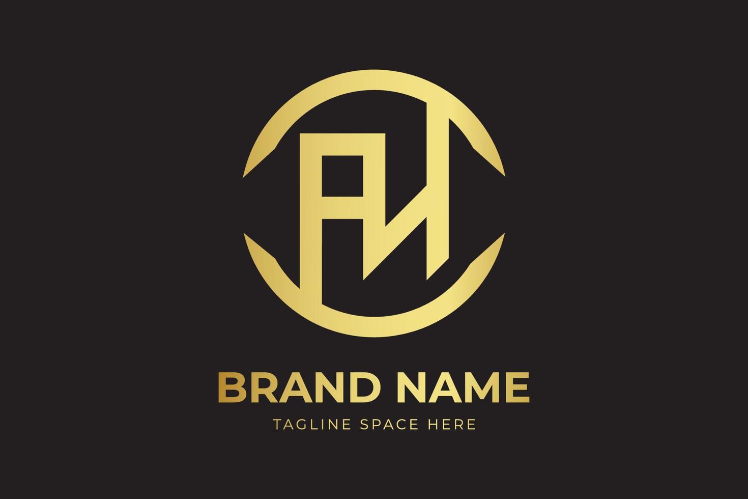 un lettermark cerchio logo con oro colore. monogramma logo vettore iniziale lettere un. creativo cerchio logo design lettere un logo.