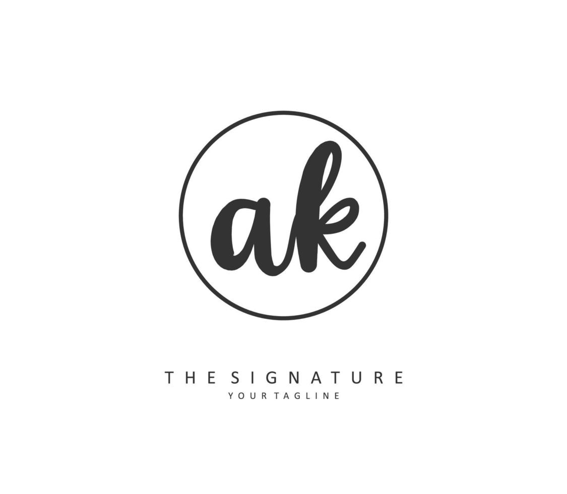 un' K ak iniziale lettera grafia e firma logo. un' concetto grafia iniziale logo con modello elemento. vettore
