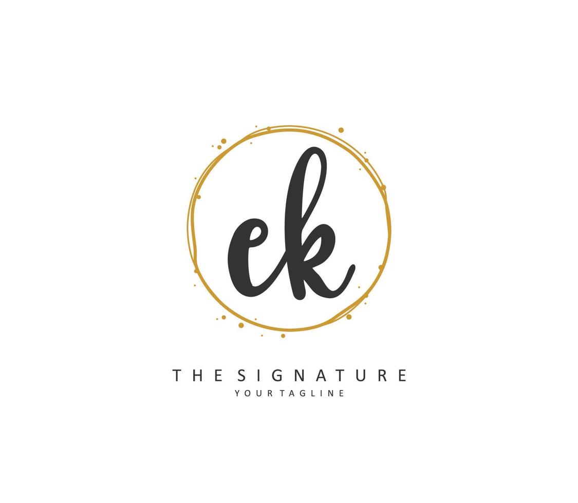 e K ek iniziale lettera grafia e firma logo. un' concetto grafia iniziale logo con modello elemento. vettore