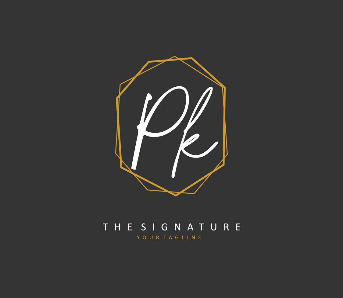 p K pk iniziale lettera grafia e firma logo. un' concetto grafia iniziale logo con modello elemento. vettore